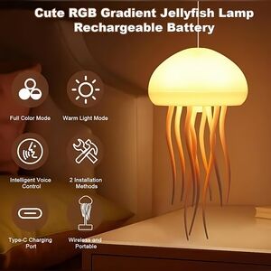 Jellyfish night light with roatating tentacles, 1 available